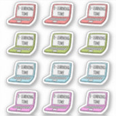 E-Learning Thuis Schooling Herinnering Laptop Plan Sticker (Voorkant)
