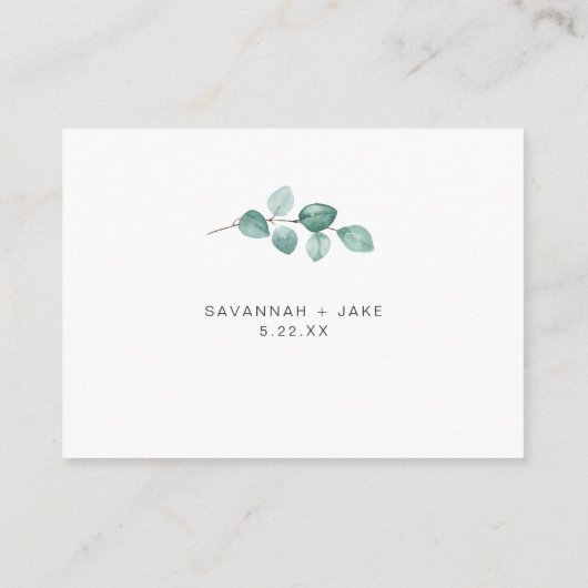 E-legant Eucalyptus Gold bruiloft Informatiekaartje (Achterkant)