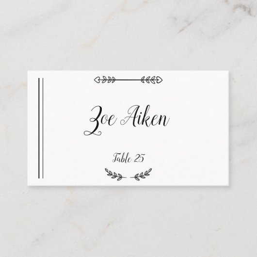E-legant Land Chic Rustic bruiloft Place Card Plaatskaartje (Voorkant)