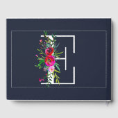 E Letter Initiële Monogram Bloem Naam Bruiloft Gastenboek (Achterkant)