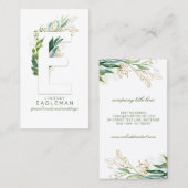 E-letter Monogram Goud groen laat elegant Visitekaartje (Voorkant / Achterkant)