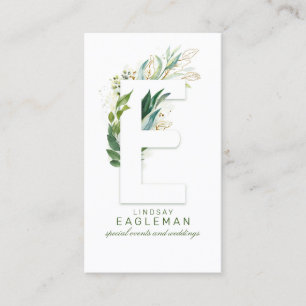 E-letter Monogram Goud groen laat elegant Visitekaartje
