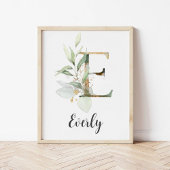 E Letter Monogram Groene Kleur Nursery Naam Muur K Poster