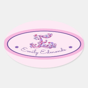 E-letter monogram op maat ovale sticker