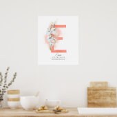 E Letter Monogram Wit Orchideeën en Pampagras Poster (Keuken)
