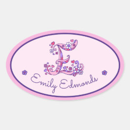 E-lettermonogram aangepaste naam id roze stickers