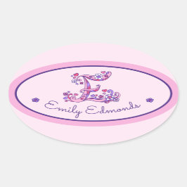 E-lettermonogram aangepaste naam id roze stickers