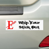 E Logo, Zwaai Met Je Stok Uit Bumpersticker (Op auto)