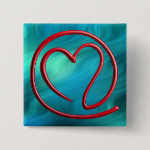 e m ee en G   Blauwgolven Vierkante Button 5,1 Cm