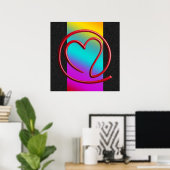 e m ee en G | vuurrood, lineair gekleurd Poster (Thuiskantoor)
