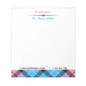 E-mail met persoonlijke scriptnaam Tel Pset Tartan Notitieblok (Voorkant)