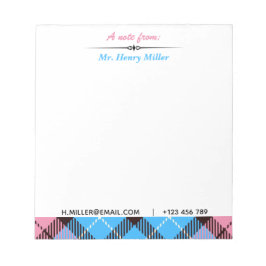 E-mail met persoonlijke scriptnaam Tel Pset Tartan Notitieblok