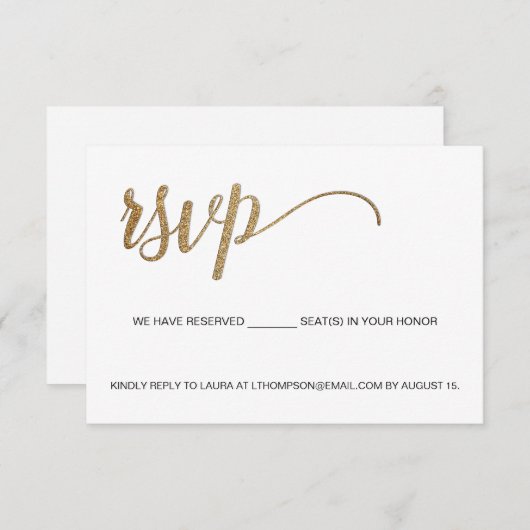 E-mail RSVP Aangepaste QR-code gereserveerde stoel (Voorkant / Achterkant)