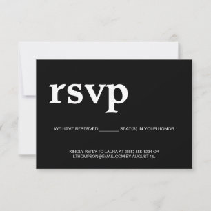 E-mail RSVP Gereserveerde zitplaats Wit op zwart Kaartje