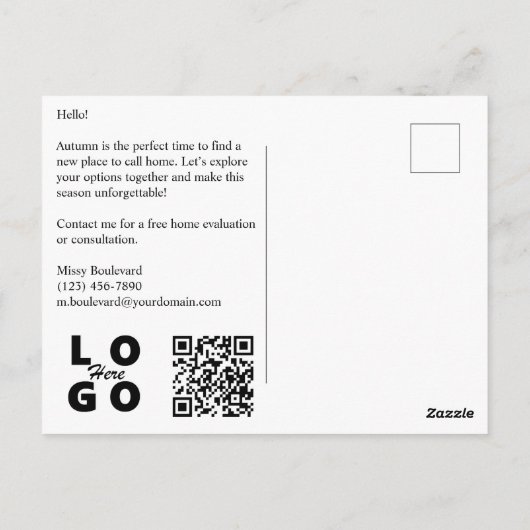 E-mail voor vastgoed, koper van woning, acquisitie briefkaart (Achterkant)