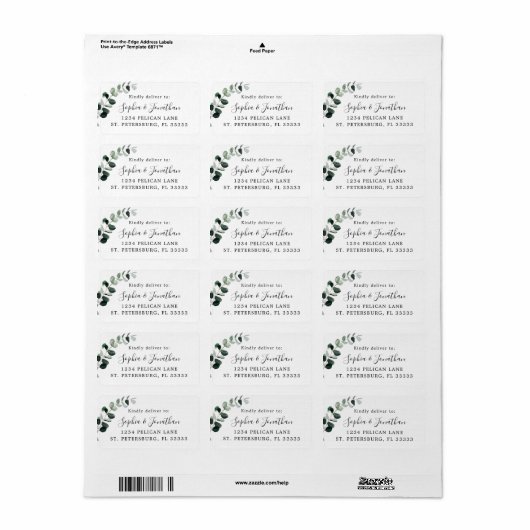 E-mailbericht Eucalyptus Weddenschap RSVP Etiket (Full Sheet)