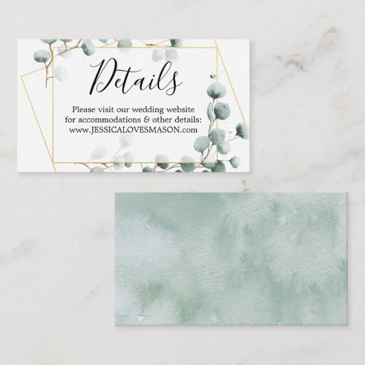 E-mailkaartje voor groene bruiloft informatiekaartje (Voorkant / Achterkant)