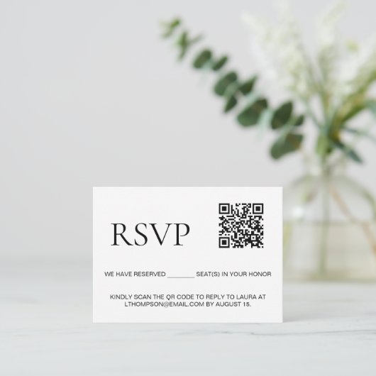 E-mailreactie op evenement Aangepaste QR-code Informatiekaartje (Staand voorkant)