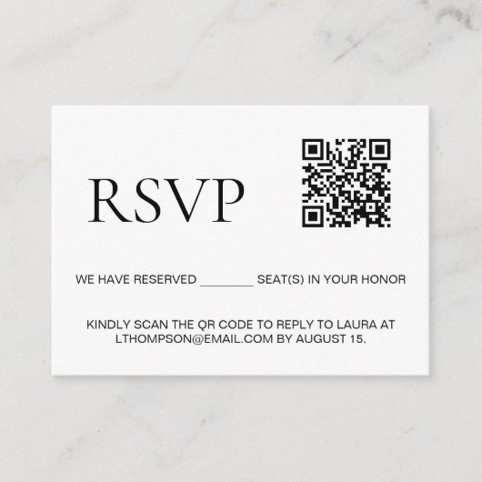 E-mailreactie op evenement Aangepaste QR-code Informatiekaartje (Voorkant)