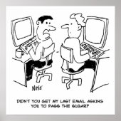 E-mails van computeroperator met verzoek om suiker poster (Voorkant)