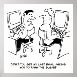 E-mails van computeroperator met verzoek om suiker poster