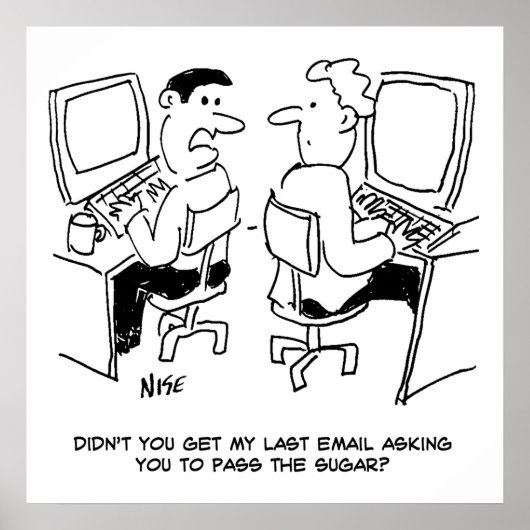 E-mails van computeroperator met verzoek om suiker poster (Voorkant)