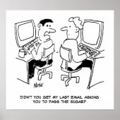 E-mails van de computerexploitant waarin om suiker poster (Voorkant)