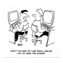 E-mails van de computerexploitant waarin om suiker