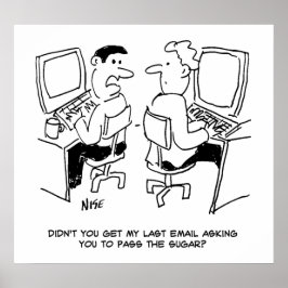 E-mails van de computerexploitant waarin om suiker poster
