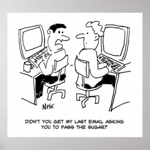 E-mails van de computerexploitant waarin om suiker poster