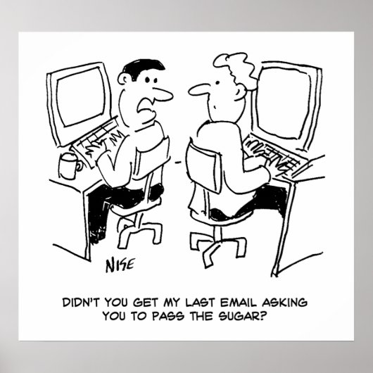 E-mails van de computerexploitant waarin om suiker poster (Voorkant)