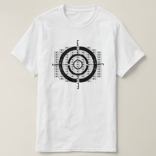 E=MC2 Compass Riddle daar bestaat zwart en wit T-shirt (Design voorkant)