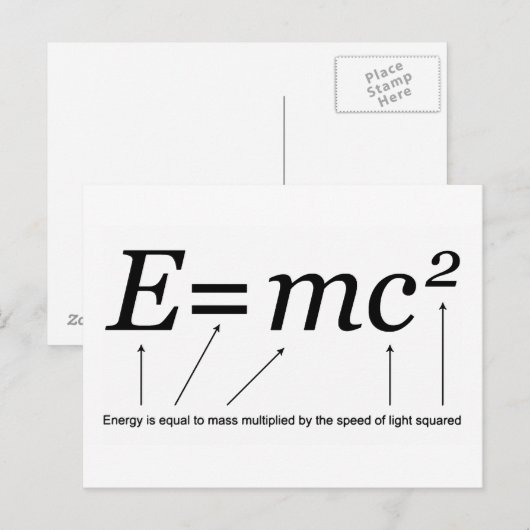 E=MC2 Einstein's Relativiteitstheorie Briefkaart (Voorkant / Achterkant)