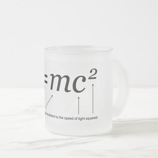E=MC2 Einstein's Relativiteitstheorie Matglas Koffiemok (Voorkant rechts)
