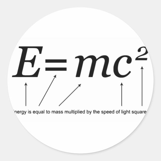 E=MC2 Einstein's Relativiteitstheorie Ronde Sticker (Voorkant)