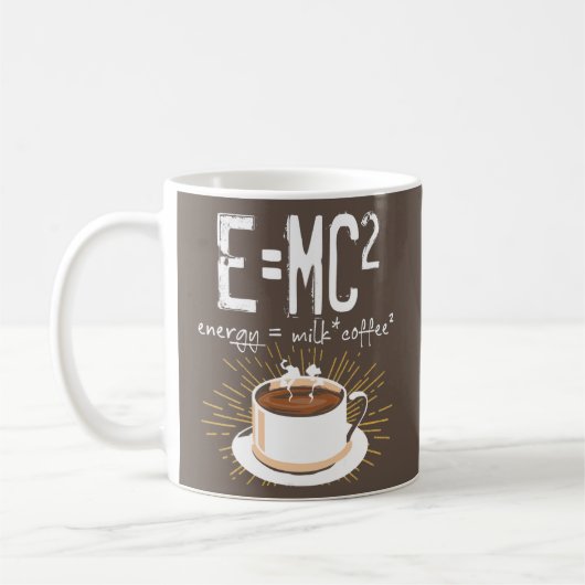 E=MC2 Energy Milk Coffee Funny Chemistry Science Koffiemok (Links)
