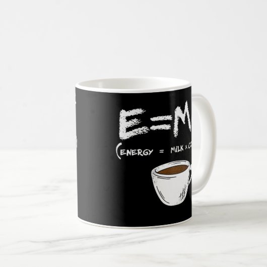 E = MC2 Energy Milk Coffee Funny Science Coffee Koffiemok (Voorkant rechts)