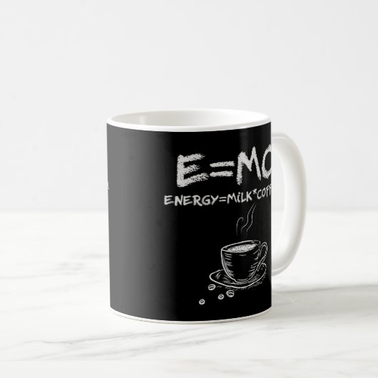 E=MC2 Funny Science Coffee Energy Milk Coffee Koffiemok (Voorkant rechts)