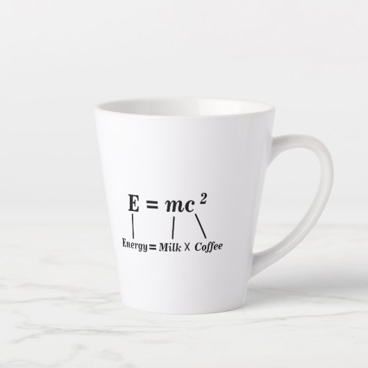 E=mc2 science physics energy Einstein grappige kof Latte Mok (Rechts)