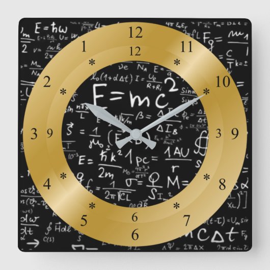 E= mc2 Tijdmachine klok~Space/Time Continuum ~ ~ Vierkante Klok (Voorkant)
