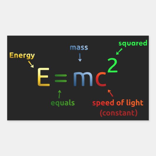 E = MC^2. E equals MC Squared Rechthoekige Sticker (Voorkant)