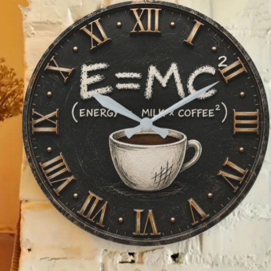E = MC² Coffee Funny Science Coffee Lover Decor Grote Klok