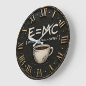 E = MC² Coffee Funny Science Coffee Lover Decor Grote Klok (Hoek)