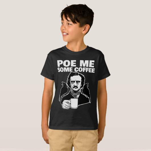 E Me Some Coffee Funny Edgar Allan E Pun  T-shirt (Voorkant volledig)