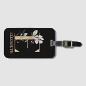 E Monogram Aangepast Bagagelabel voor Floral (Voorkant (horizontaal))