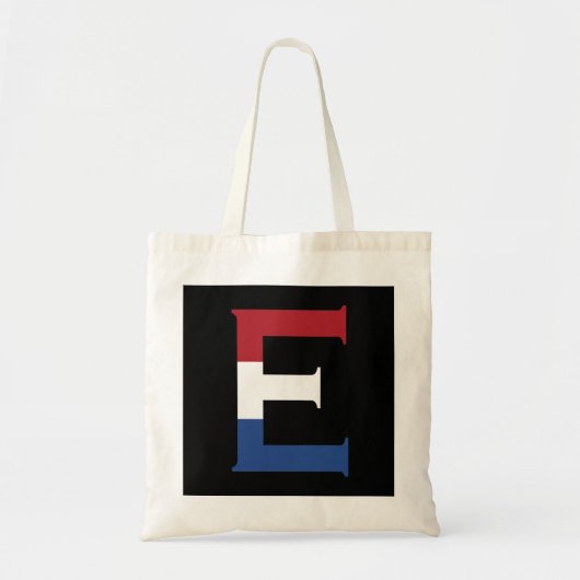 E Monogram afgedekt op NLD-vlag op bk btcn Tote Bag (Voorkant)