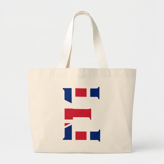 E Monogram afgedekt op Unievaartuig Vlag jtcn Grote Tote Bag (Voorkant)
