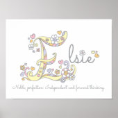 E monogram art Elsie meisjes naam poster (Voorkant)