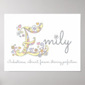 E monogram art Emily meisjes naam poster (Voorkant)