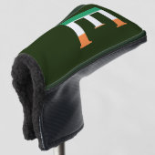 E Monogram bedekt met Ierse vlag pcnt Golfheadcover (3/4 voorkant)